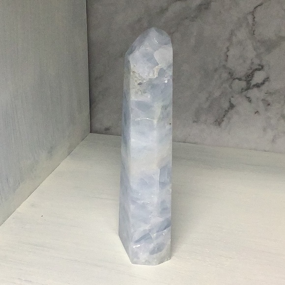 Blue Calcite Crystal Tower - Picture 3 of 5
